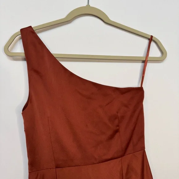 BHLDN Dylan One-Shoulder Satin Side-Slit Gown - Picture 6 of 16